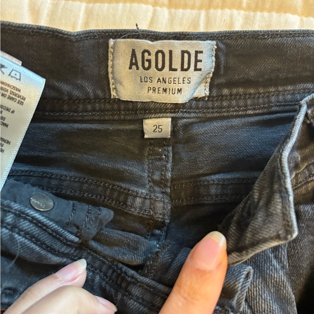 Agolde Ripped Black High Rise Roxanne Skinny Jeans - Picture 3 of 4
